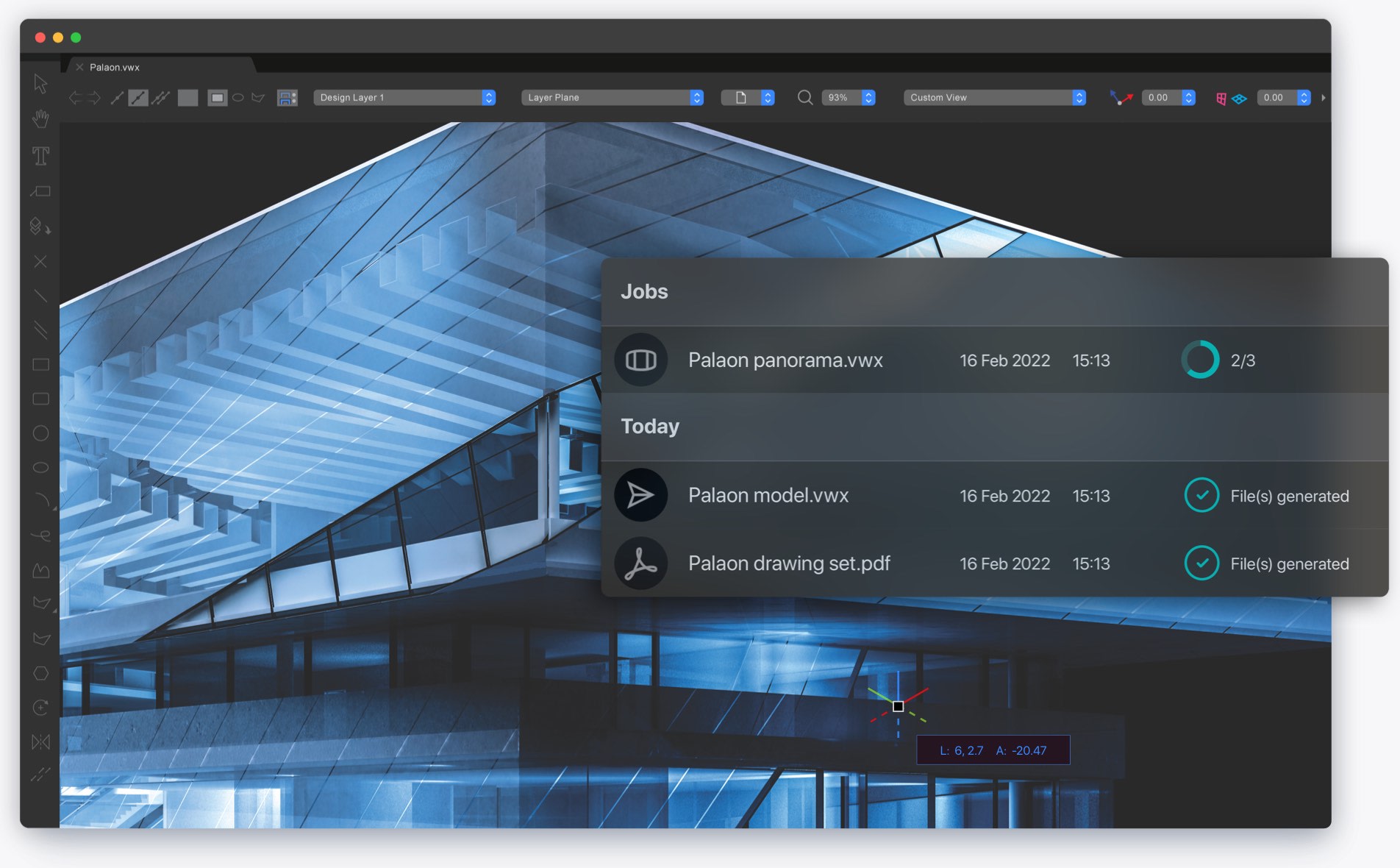Vectorworks Cloud Services Processing User Interface