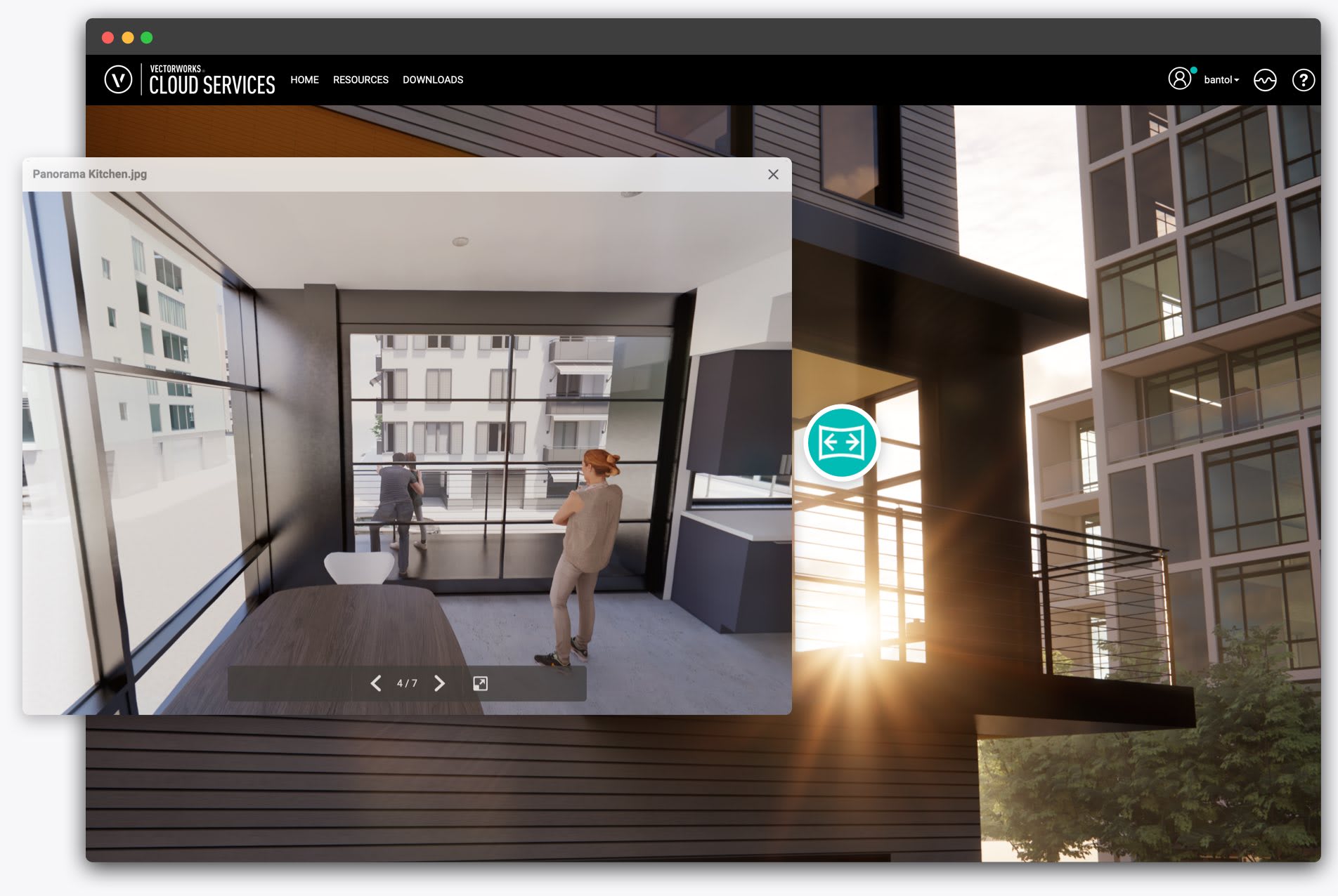 Sample rendered panorama created using Vectorworks Cloud Services