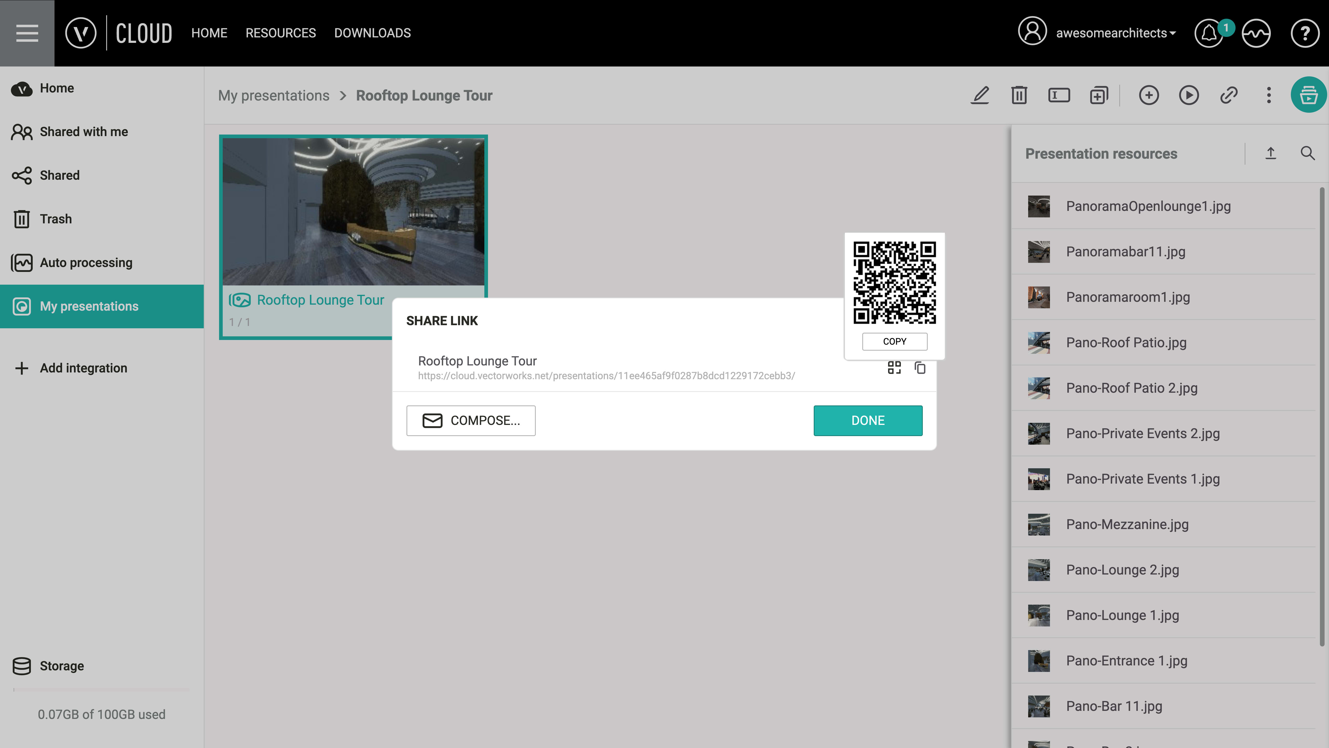 vectorworks cloud services share link