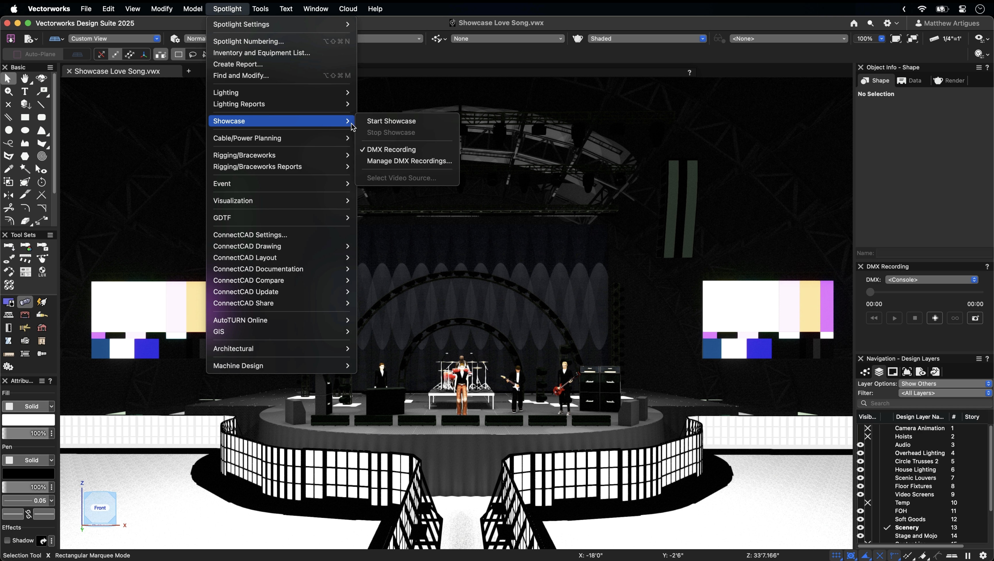 opening showcase in vectorworks spotlight 2025