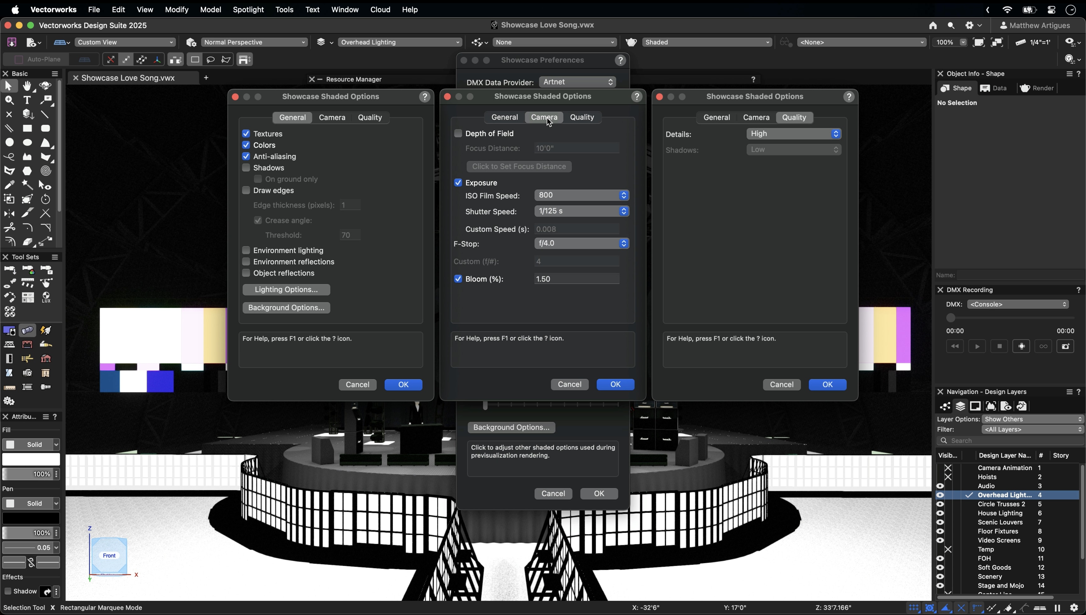 showcase shaded preferences