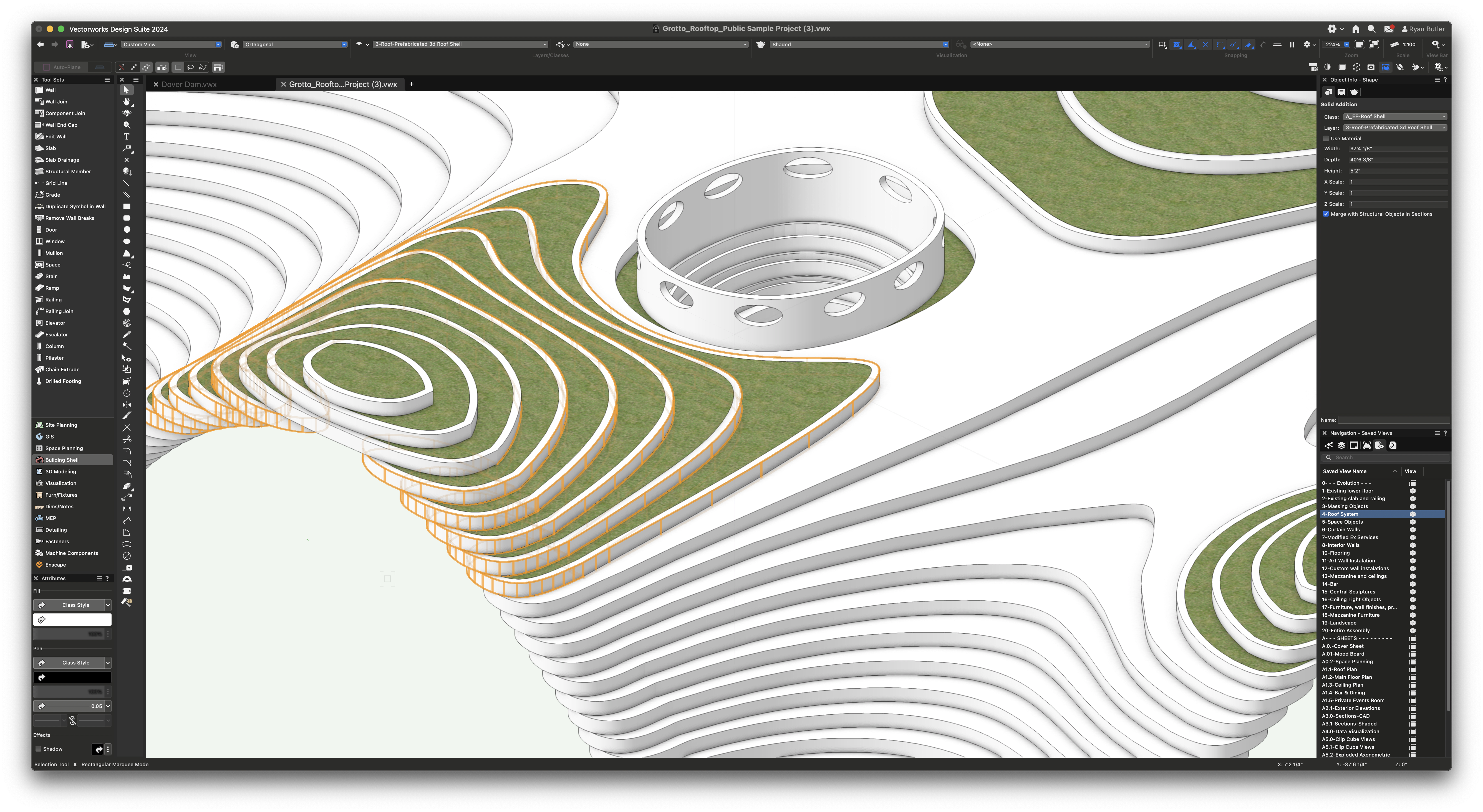A roof design in Vectorworks Architect.