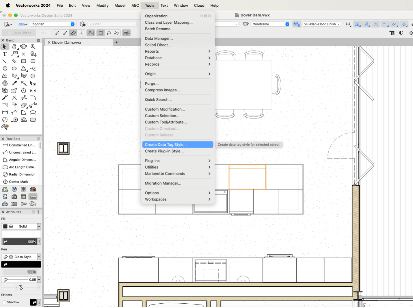 How to create a data tag style in Vectorworks.