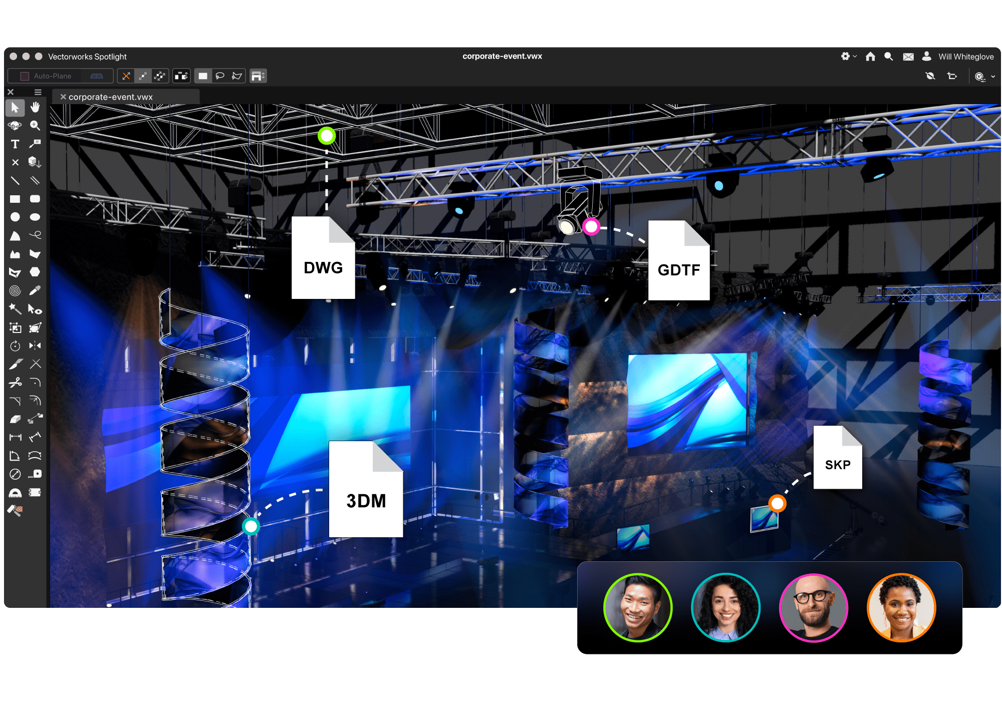 Event Design team project showing collaboration with multiple file types