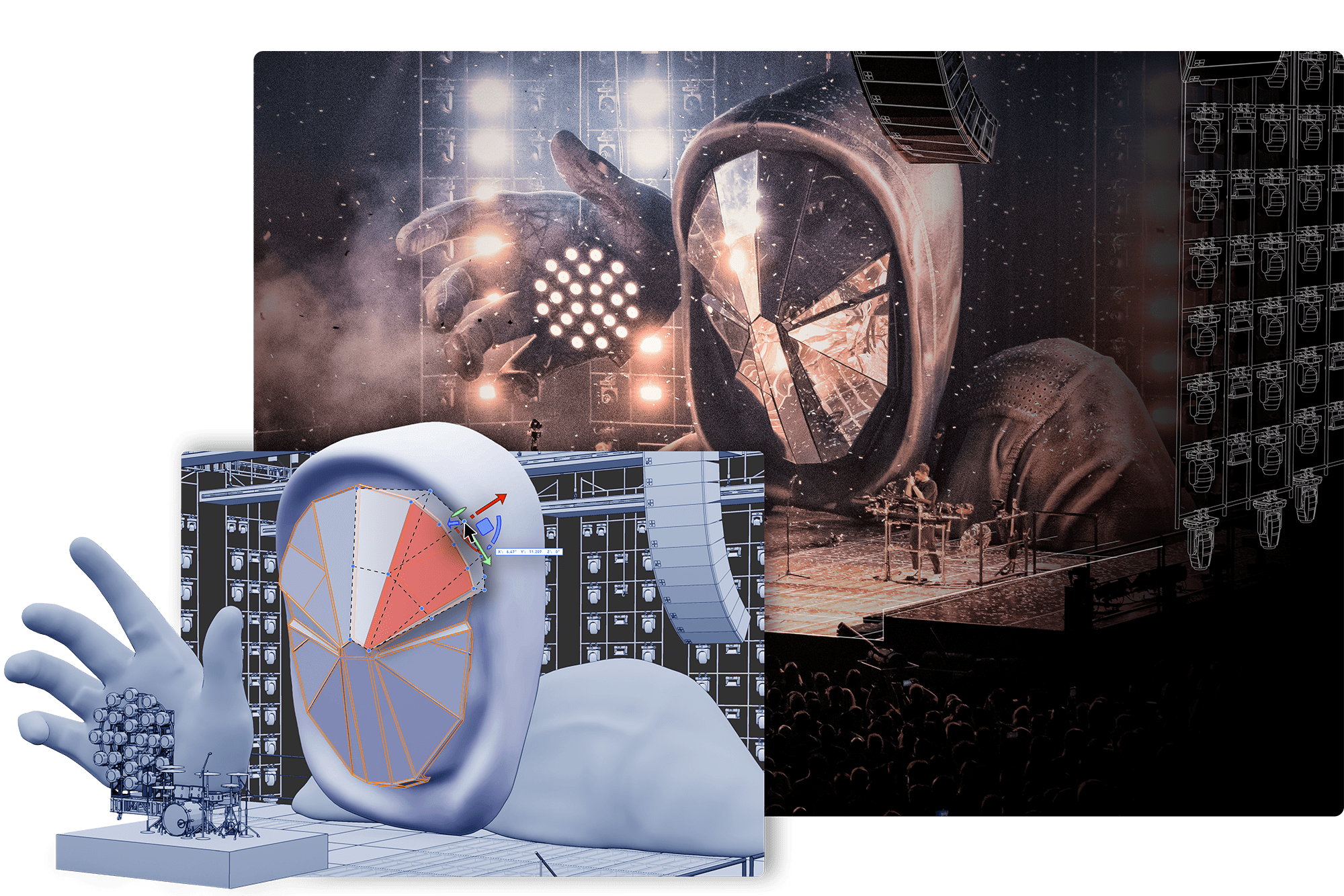 3D model and final image of the Muse Will of the People Tour