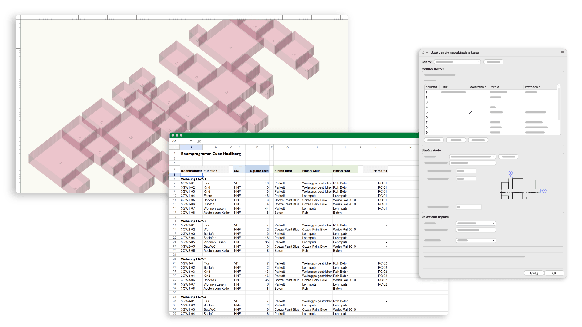 Tworzenie stref na podstawie arkuszy